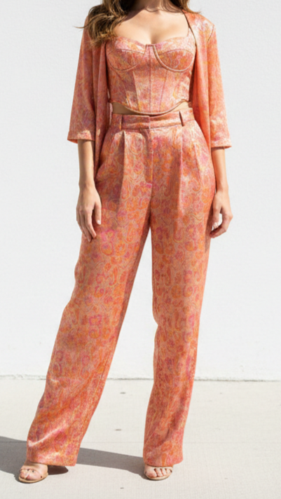 Peach Banarasi Brocade Fabric With All Over Thread And Zari Handloom 20789