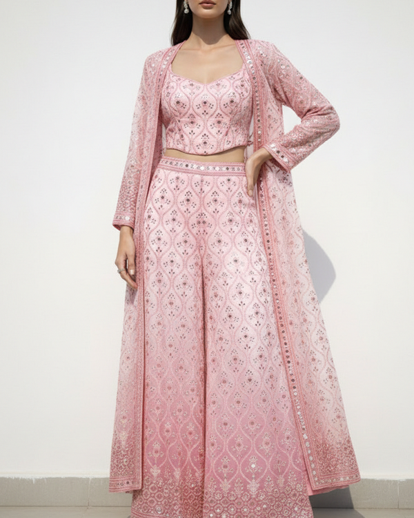 White Dyeable Silk Fabric With All Over Zari, Faux Mirror And Sequins Work With One Side Border 21587