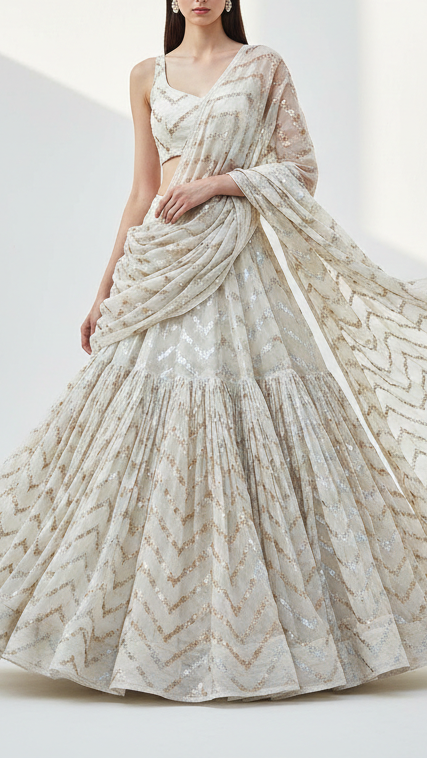 White Dyeable Chanderi Silk Fabric With All Over Dull Gold Zari Handloom 21777