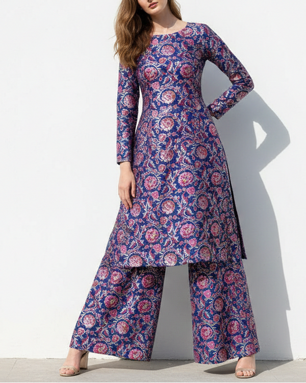 Navy Blue Banarasi Brocade Fabric With All Over Thread And Zari Handloom 21474