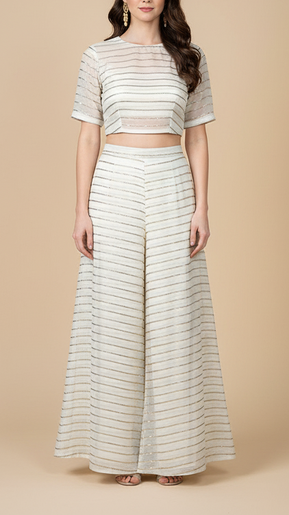 The Noor - White Dyeable Georgette Fabric With Enduring Thread And Sequins Work | 19334