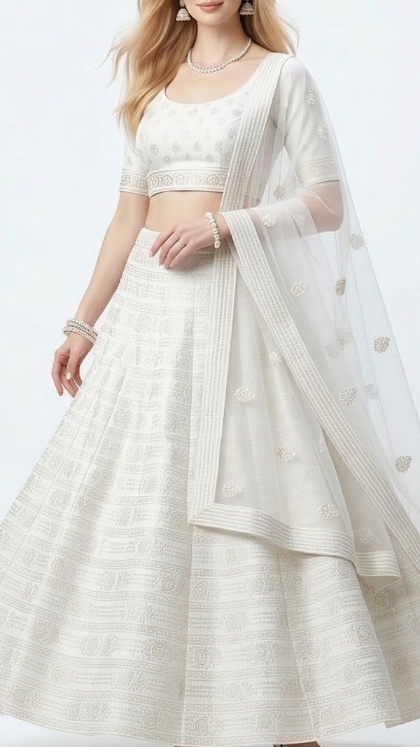 White Pure Moonga Silk With Beautiful Banarasi Zari Work | 10408