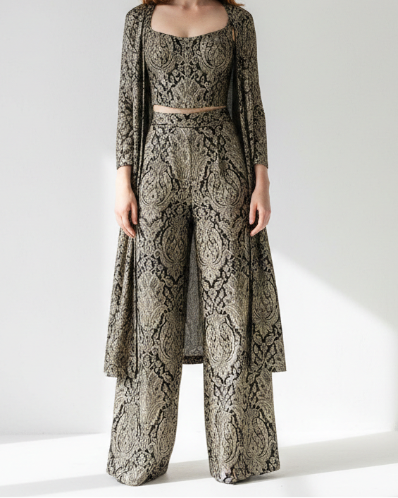 Black Banarasi Brocade Fabric With All Over Golden Zari Handloom 21285