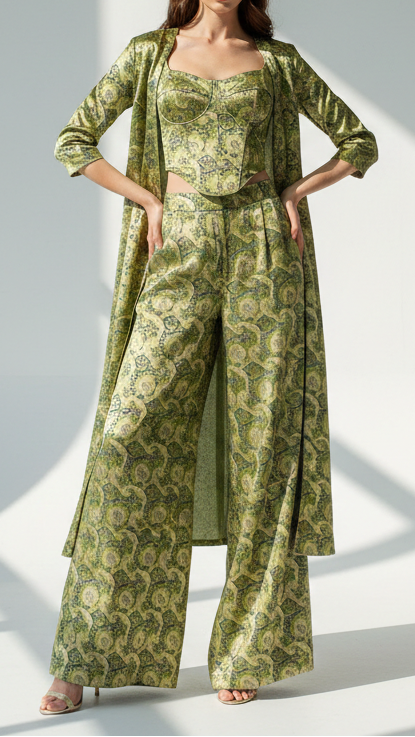 Light Green Banarasi Brocade Fabric With All Over Thread And Zari Handloom 21276