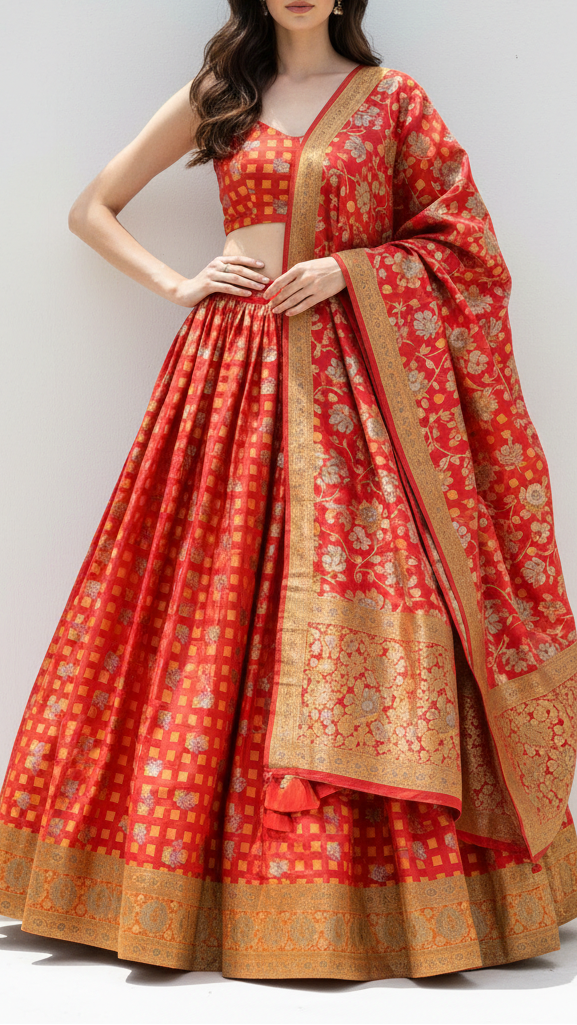 Blush Pink Banarasi Brocade Fabric With All Over Thread And Zari Handloom 21352