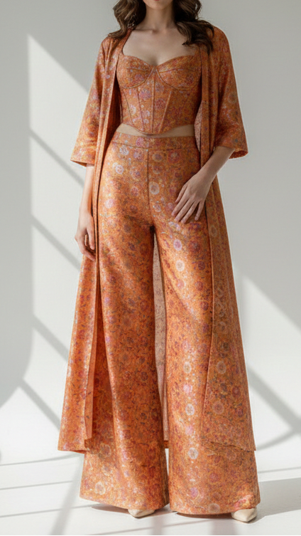 Peach Banarasi Brocade Fabric With All Over Golden Zari Handloom 21300