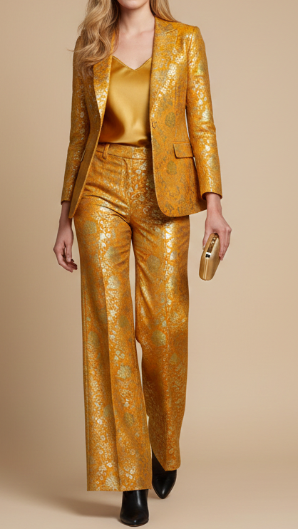Mustard Banarasi Brocade Fabric With All Over Thread And Zari Handloom 20186