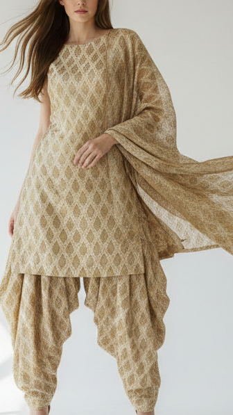 Golden Banarasi Brocade Fabric With All Over Golden Zari Handloom 21643