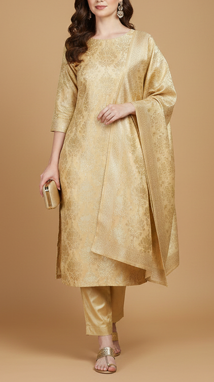 White Tissue Fabric With All Over Thread Handloom 20348