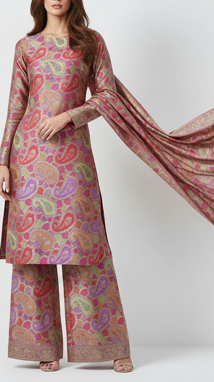 Pista Green Banarasi Brocade Fabric With All Over Golden Zari Handloom 16335