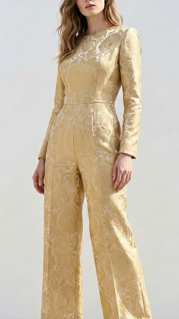 Golden Banarasi Brocade Fabric With All Over Golden Zari Handloom 21820