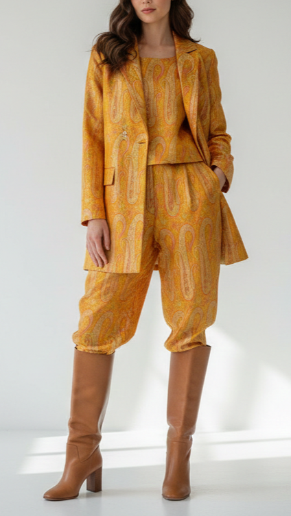 Mustard Banarasi Brocade Fabric With All Over Thread And Golden Zari Handloom 21416