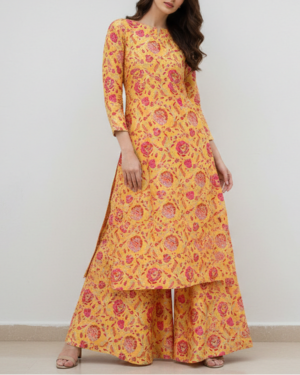 Yellow Banarasi Brocade Fabric With All Over Thread And Zari Handloom 21468