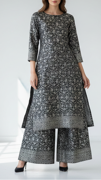 Black Banarasi Brocade Fabric With All Over Zari Handloom 21914