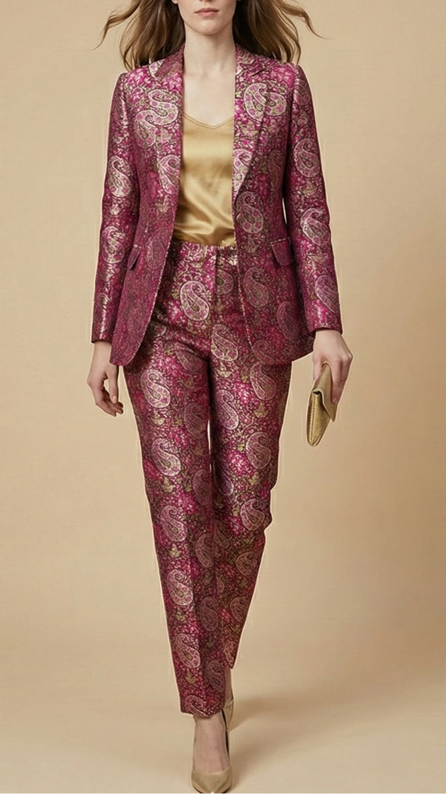 Purple Banarasi Brocade Fabric With All Over Thread And Golden Zari Handloom 19277