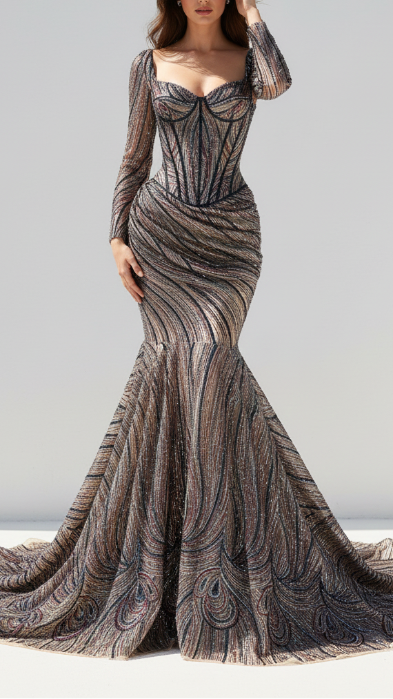 Black Imported Net Fabric With All Over Sequins And Bead Work 22018