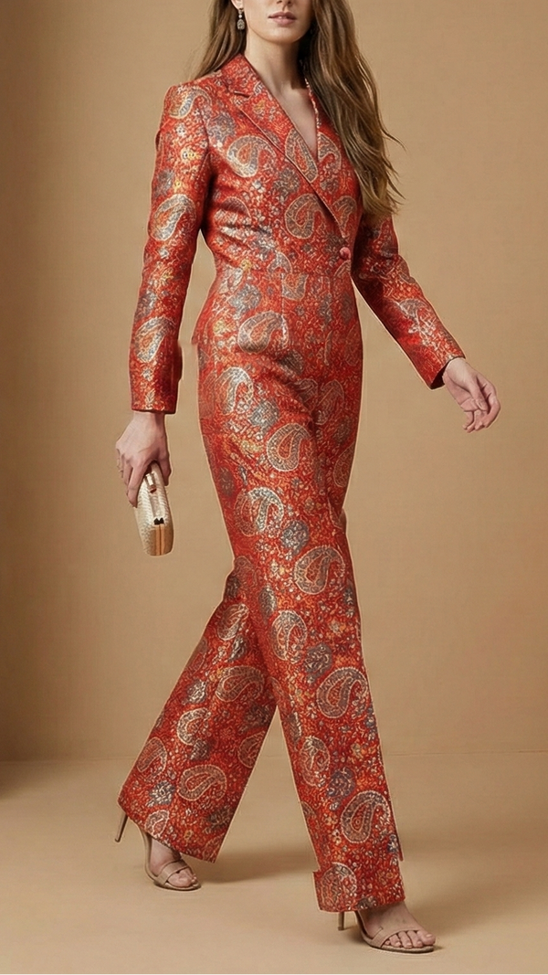 Red Banarasi Brocade Fabric With All Over Thread And Golden Zari Handloom 19274