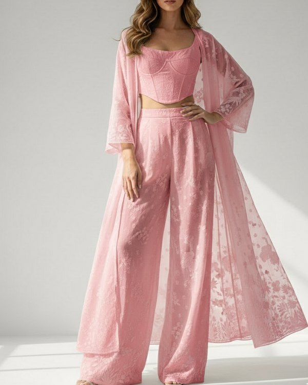 White Dyeable Silk Fabric With All Over Thread And Sequins Work With One Side Bird Motif Border 21584