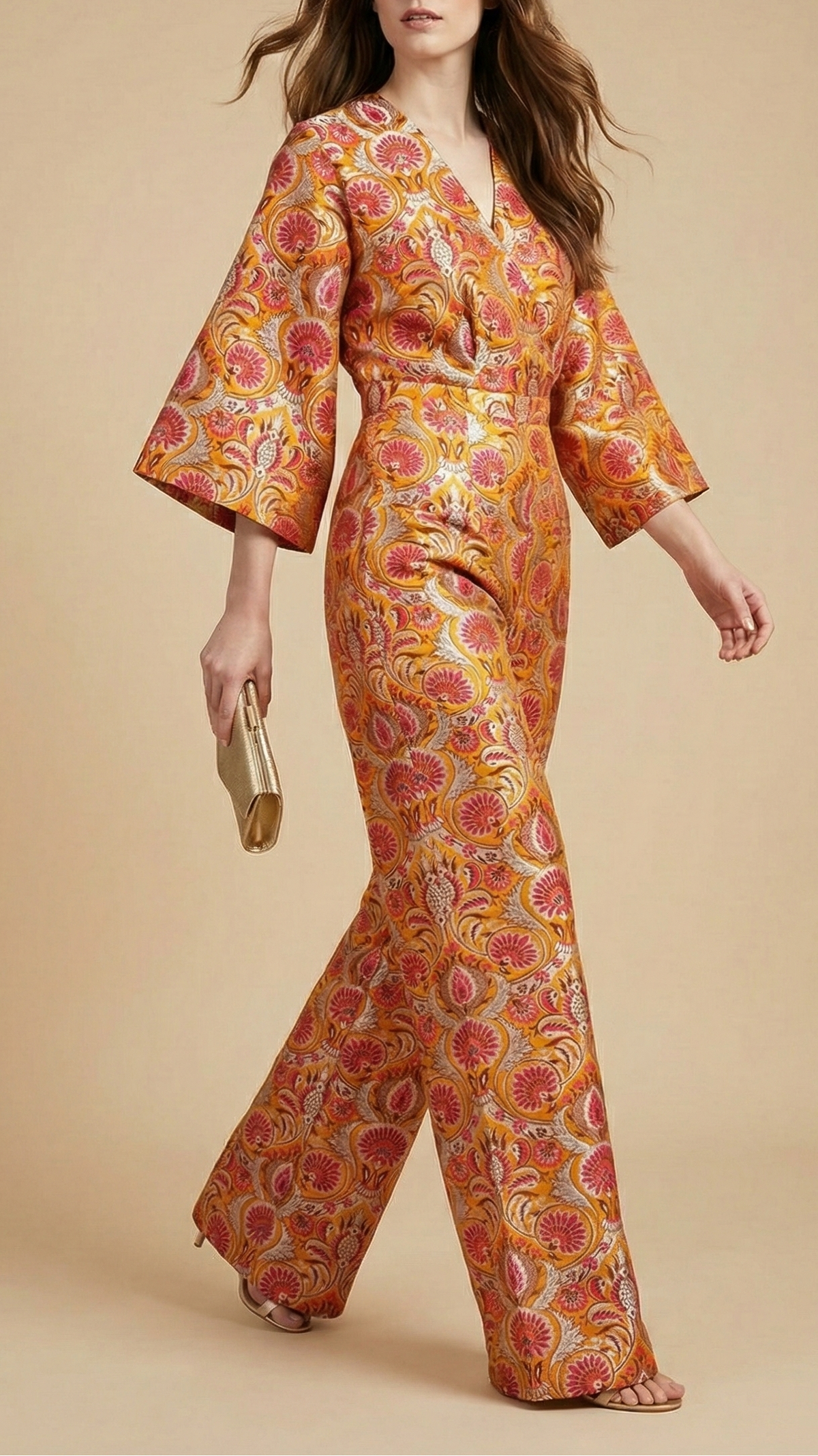 Mustard Pure Banarasi Brocade Fabric With Thread And Zari Handloom 20180