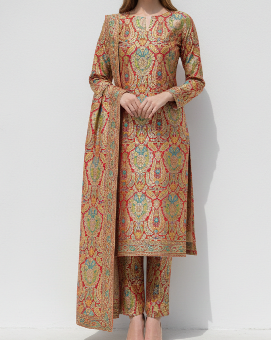 Maroon Pure Banarasi Brocade Fabric With All Over Thread And Zari Handloom 21530