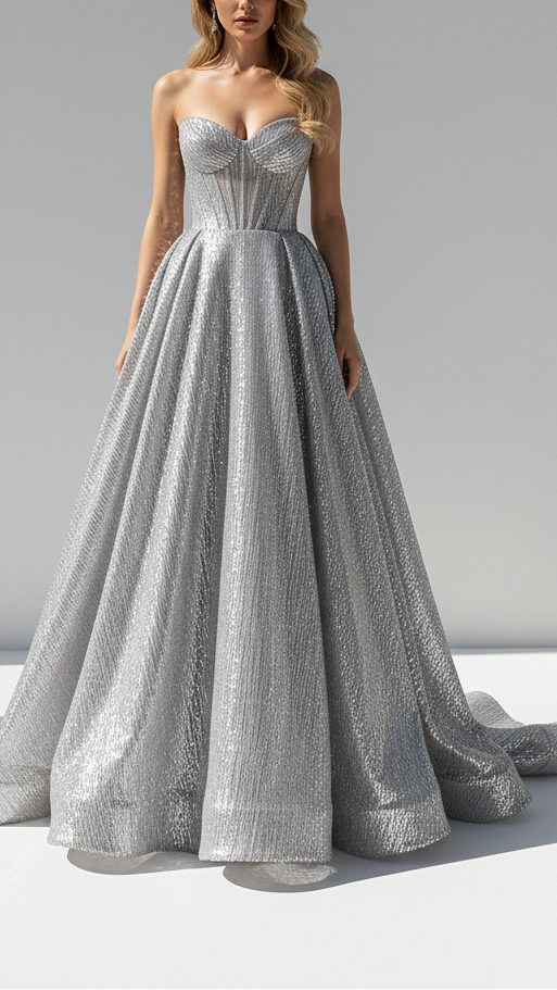 Krystle D'Souza Inspired Edition | Silver Embroidered Net Unstitched Fabric 22058