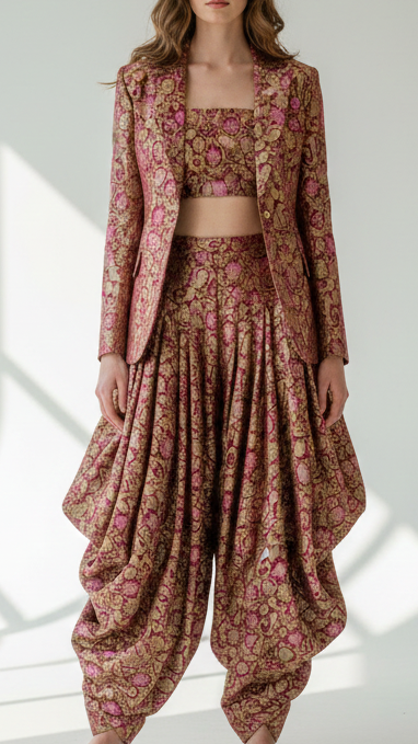 Wine Banarasi Brocade Fabric With All Over Thread And Zari Handloom 20792