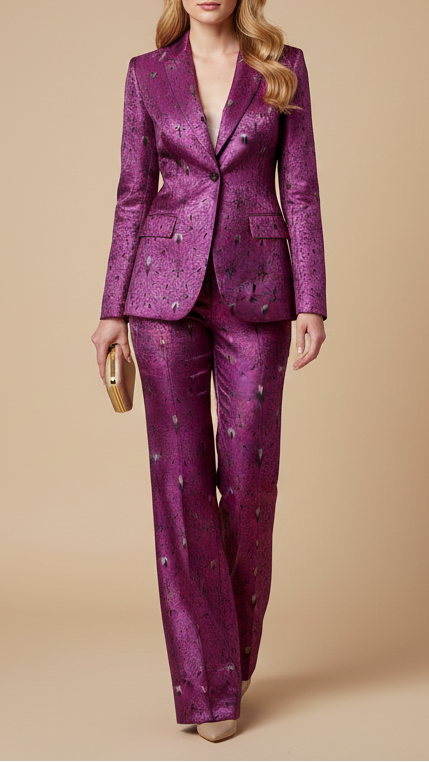 Purple Banarasi Brocade Fabric With All Over Thread And Zari Handloom 19061