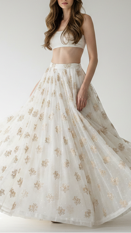 White Dyeable Organza Satin Fabric With All Over Zari Handloom 21701