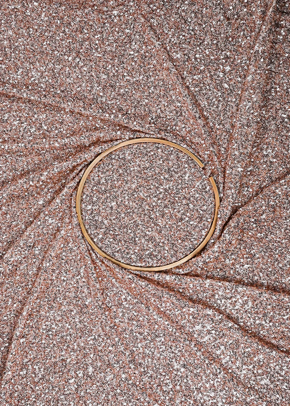 Rose Gold Imported Net Fabric With All Over Sequins Work 24171