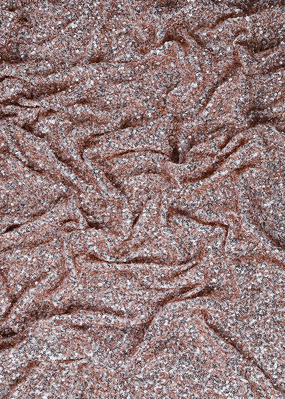 Rose Gold Imported Net Fabric With All Over Sequins Work 24171
