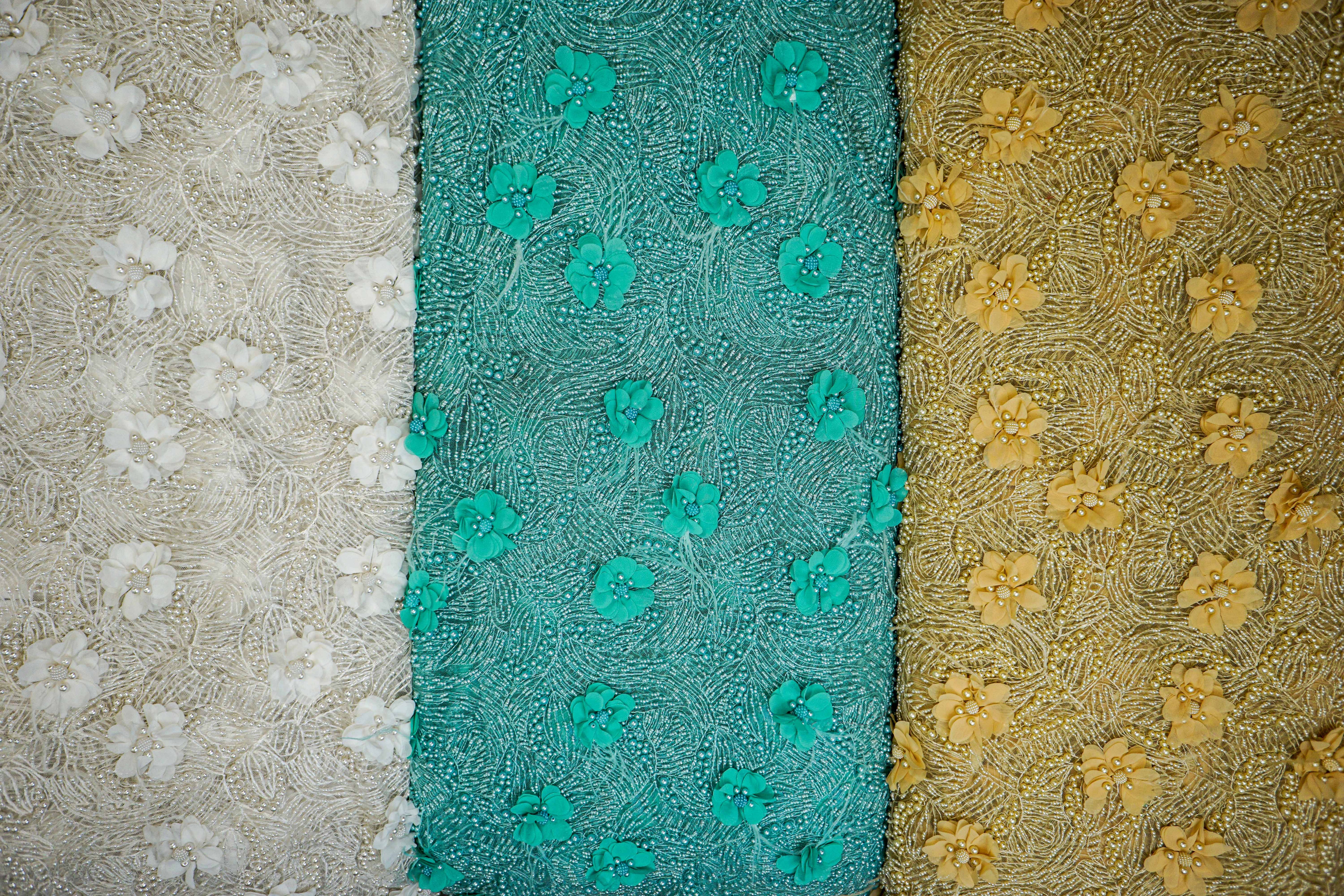 Green Net Adorned with Beads, 3rd flower , and Threadwork