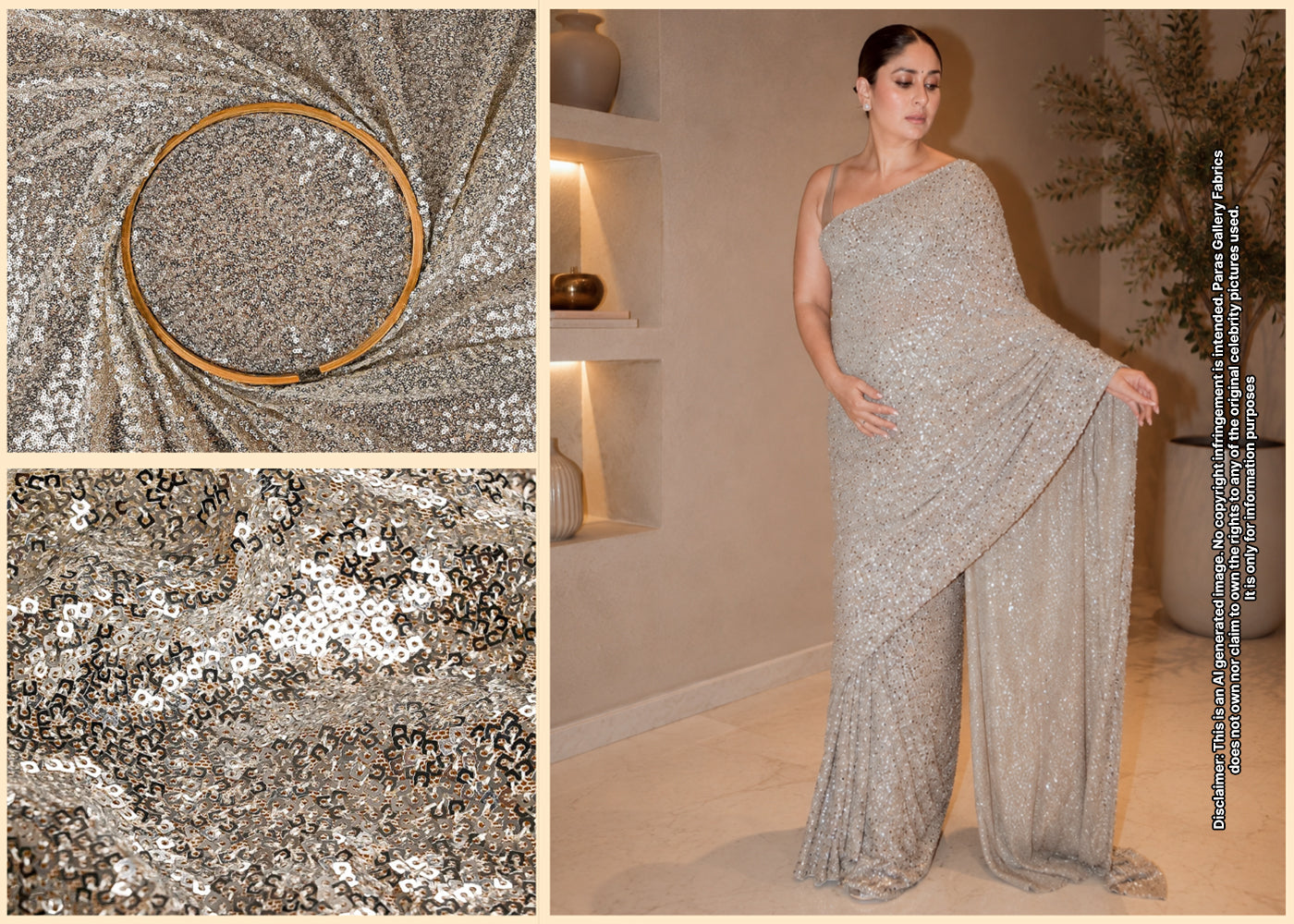 Kareena Kapoor Khan Silver Embroidered Net Unstitched Fabric 24156