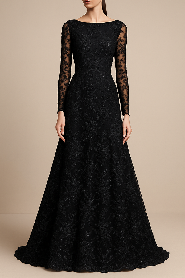 Lara Dutta Inspired Edition | Black Embroided Imported Net Unstitched Fabric 15685